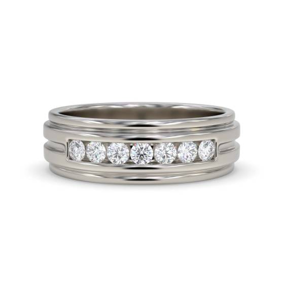 6.5mm Mens Round Diamond Ring