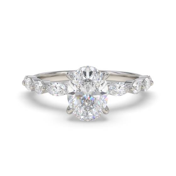 Oval Diamond Shoulder Set Ring