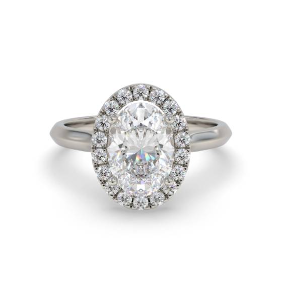 Oval Diamond Single Halo Ring