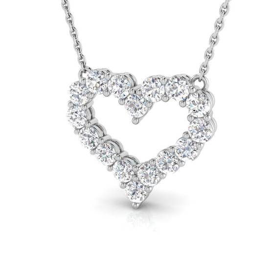 Round Labgrown Diamond Heart Shape Cluster Pendant