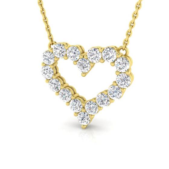Round Labgrown Diamond Heart Shape Cluster Pendant