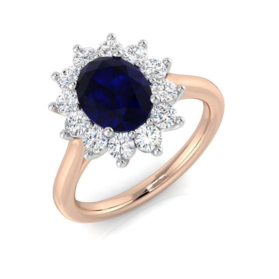 Oval Blue Sapphire and Round Labgrown Diamond Ring