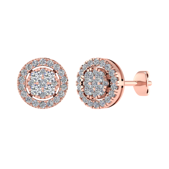 0.55ctVS/G-H Round Diamond Set Cluster Earrings