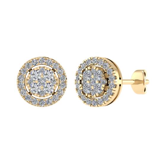 0.55ctVS/G-H Round Diamond Set Cluster Earrings