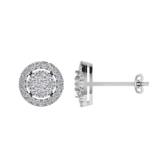 0.70ct VS/G-H Round Diamond Set Cluster Earrings