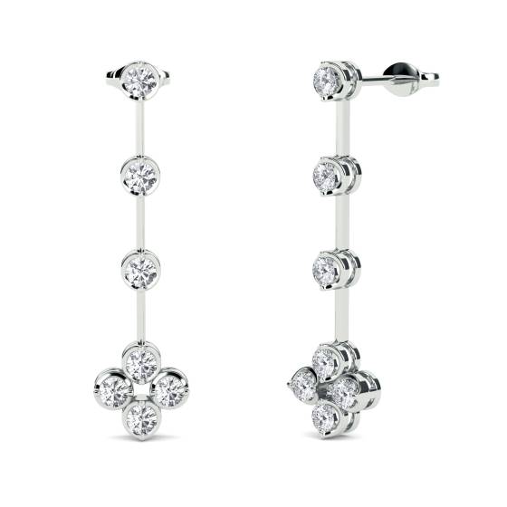 Elegant Round Diamond Drop Earrings