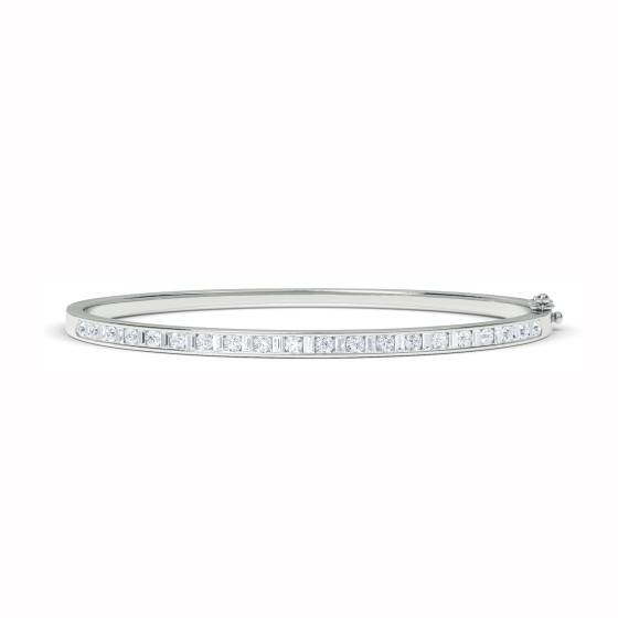 1.00ct VS/E-F Elegant Round and Baguette Diamond Set Bangle