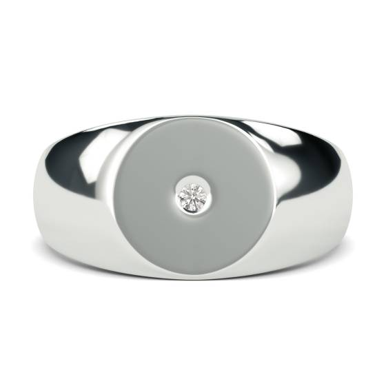Round Diamond Gents Oval Signet Ring