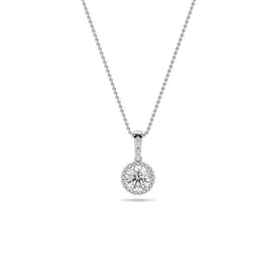 Round Diamond Single Halo Pendant