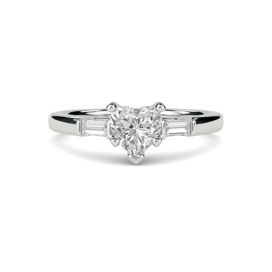 Modern Heart & Baguette Diamond Trilogy Ring