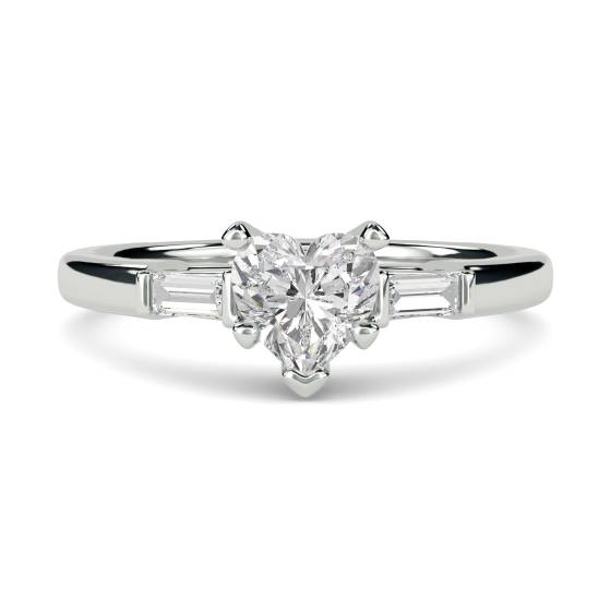 Modern Heart & Baguette Diamond Trilogy Ring