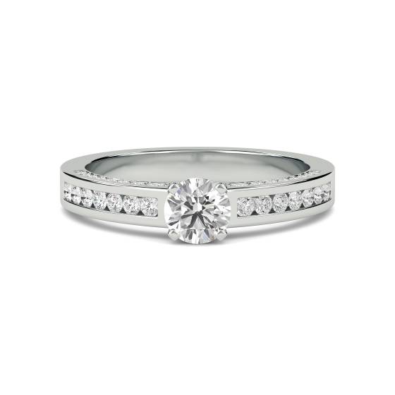 Round Diamond Shoulder Set Ring With Matching Band