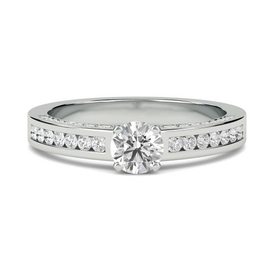 Round Diamond Shoulder Set Ring With Matching Band