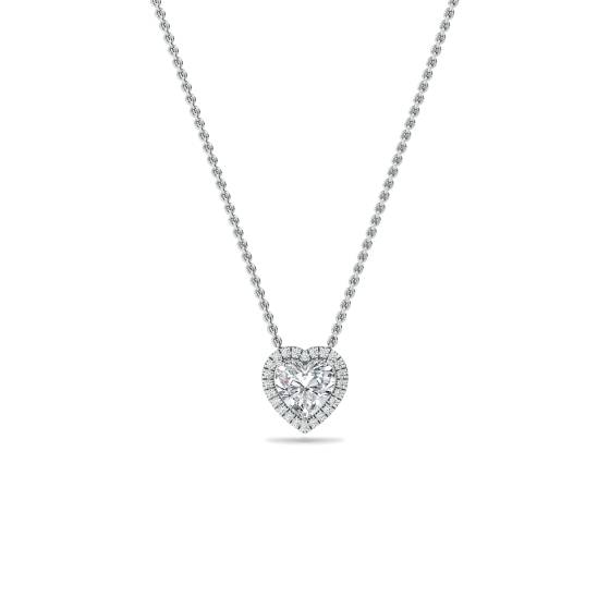 Heart Shaped Diamond Halo Pendant