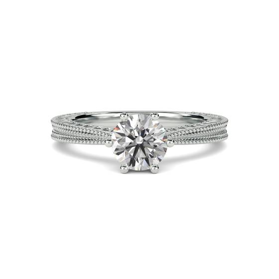Unique Single Round Diamond Vintage Filgree Style Ring