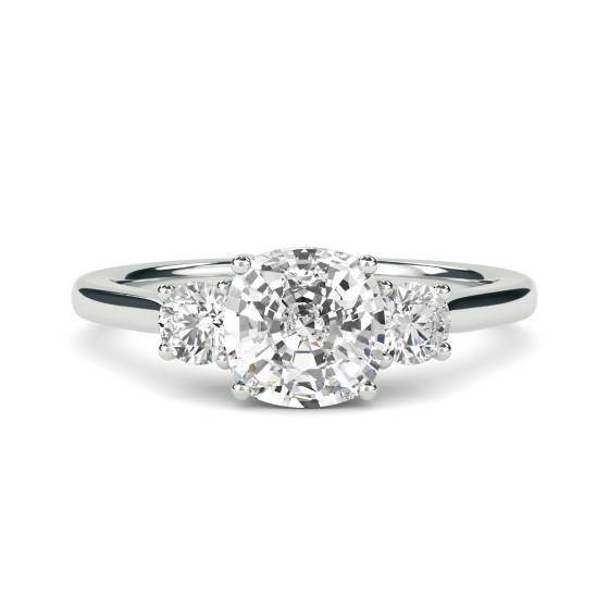 Unique Cushion & Round Diamond Trilogy Ring