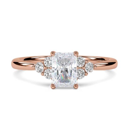 Radiant Diamond Side Stone Cluster Ring