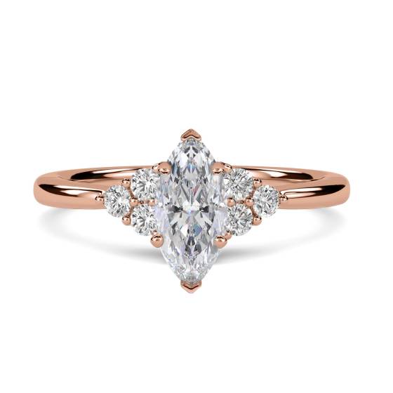 Marquise Diamond Side Stone Cluster Ring