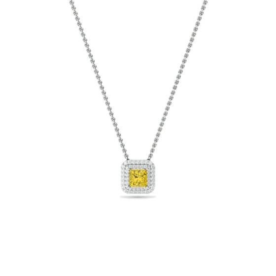 Fancy Yellow Cushion Diamond Halo Pendant