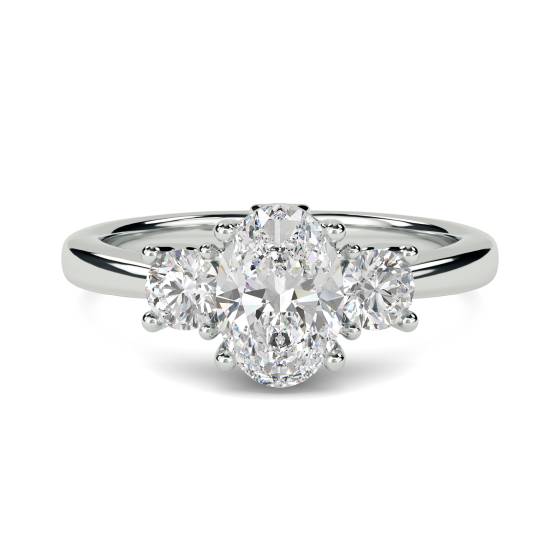 Oval & Round Diamond Trilogy Ring