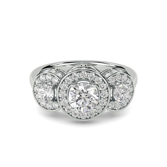 Round Diamond Bezel Set Designer Ring