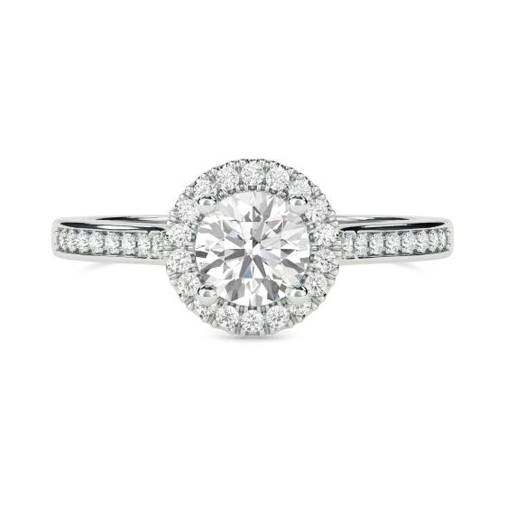 Round Diamond Single Halo Shoulder Set Ring