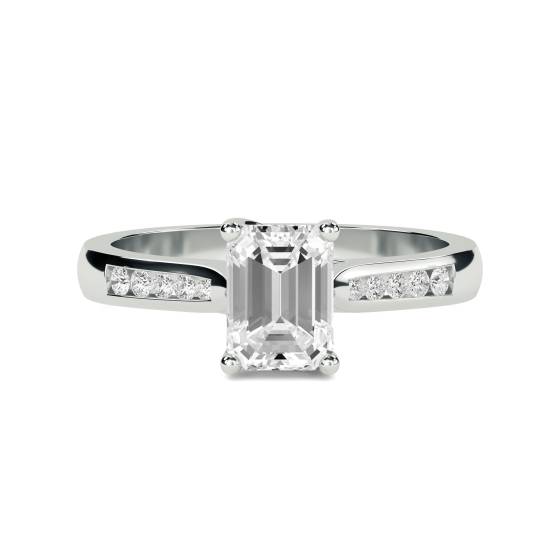 Emerald Diamond Shoulder Set Ring