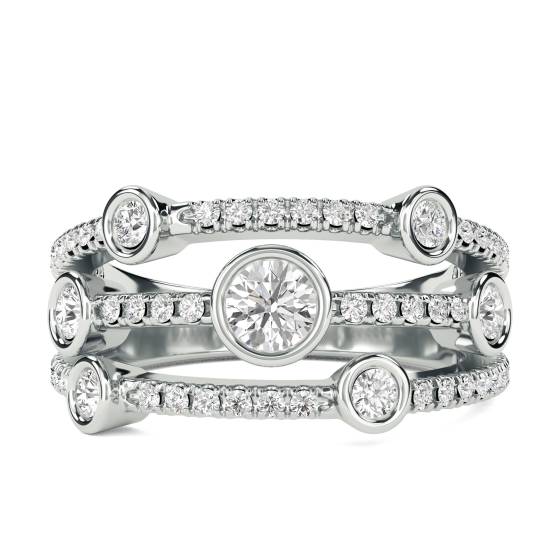 3 Row Round Diamond Bubble Dress Ring