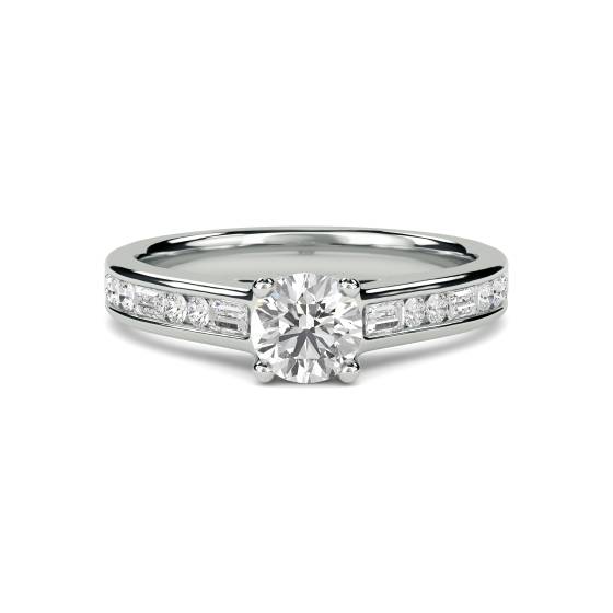 Round Diamond Shoulder Set Ring With Matching Band