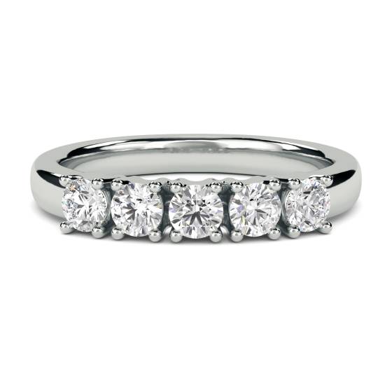 5 Stone Round Diamond Half Eternity Ring