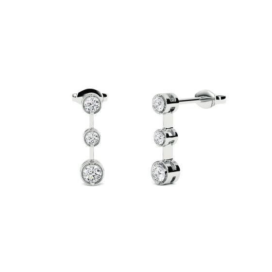 Elegant Round Diamond Drop Earrings