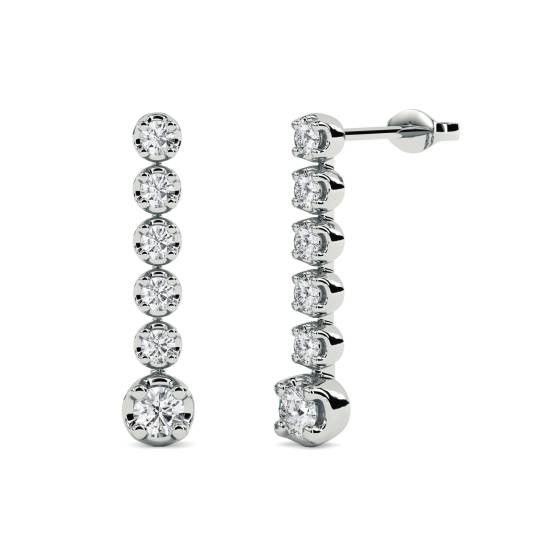 Elegant Round Diamond Drop Earrings