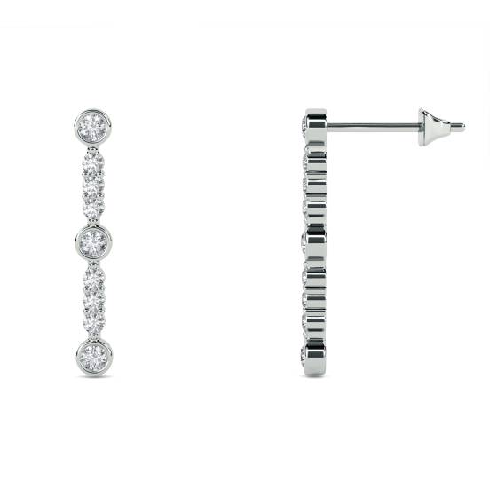 Elegant Round Diamond Drop Earrings