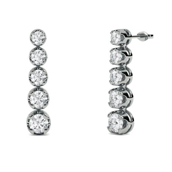 Elegant Round Diamond Drop Earrings