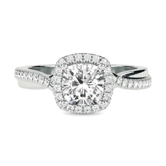 Cushion Diamond Single Halo Shoulder Set Ring
