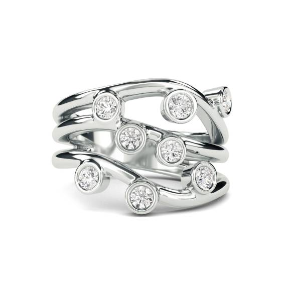 3 Round Diamond Bezel Set Stacking Dress Rings