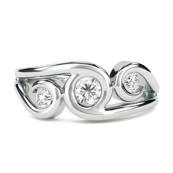 0.50ct Modern Round Diamond Bubble Trilogy Dress Ring