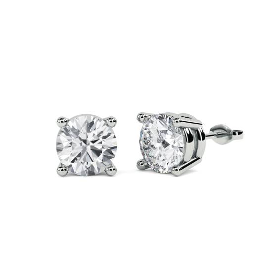 Traditonal Round Diamond Stud Earrings