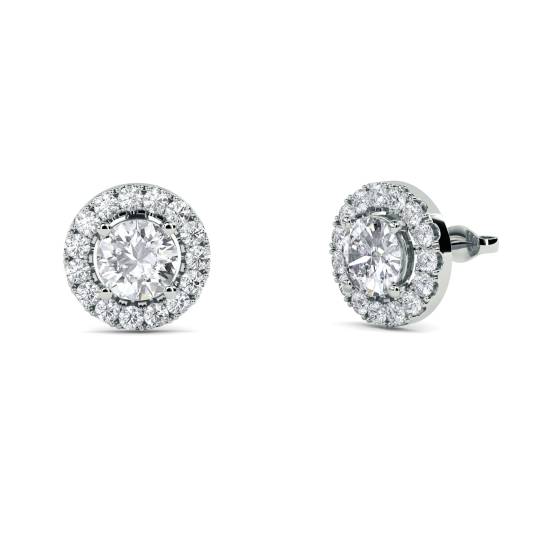 Round Diamond Single Halo Earrings