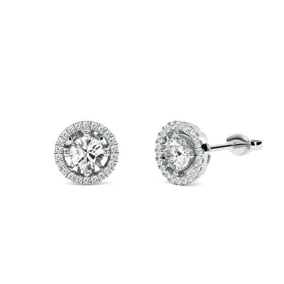 Round Diamond Single Halo Earrings