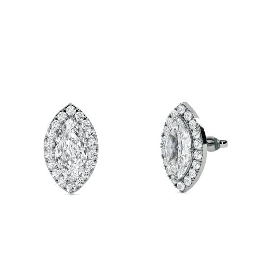 Marquise Diamond Single Halo Earrings