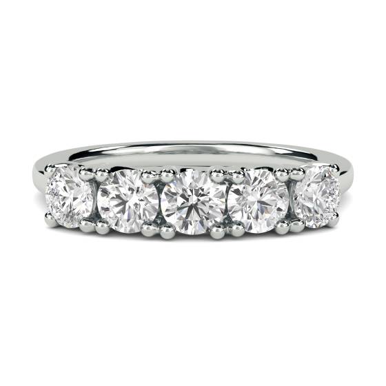 5 Stone Round Diamond Half Eternity Ring