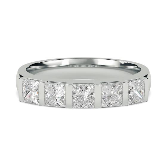 5 Stone Princess Diamond Half Eternity Ring