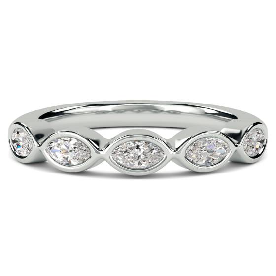 DHHET227 5 Stone Marquise Diamond Bezel Set Half Eternity Ring
