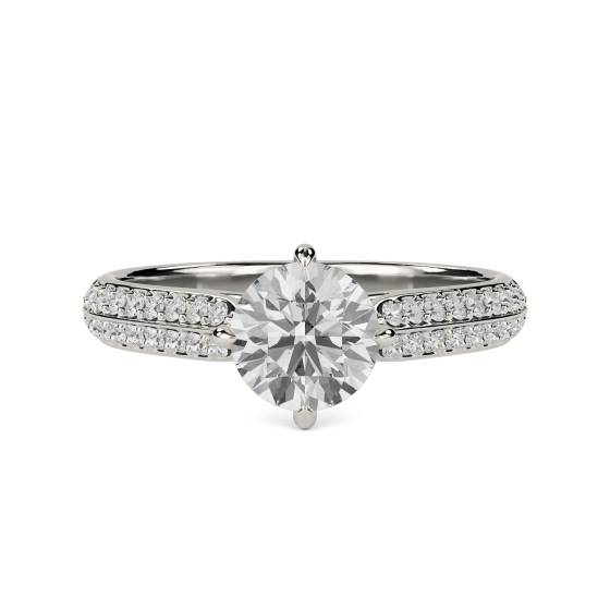 0.60ct VS/F-G Petite Round Diamond Shoulder Set Ring