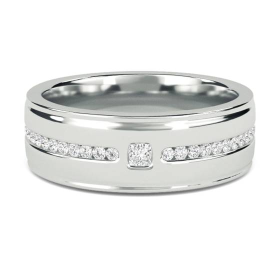 6.5mm Mens Princess and Round Diamond Ring