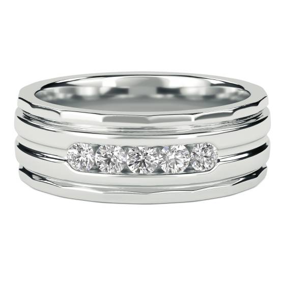7mm Mens Round Diamond Ring