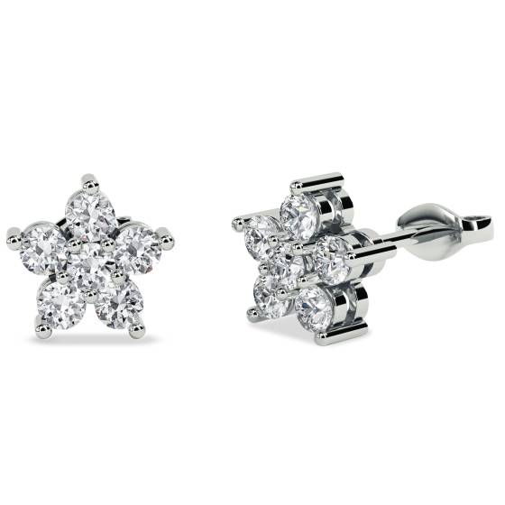 Round Diamond Cluster Earrings