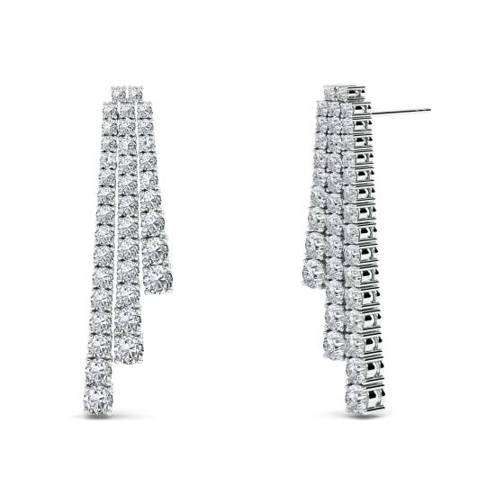 Modern Round Diamond Drop Earrings