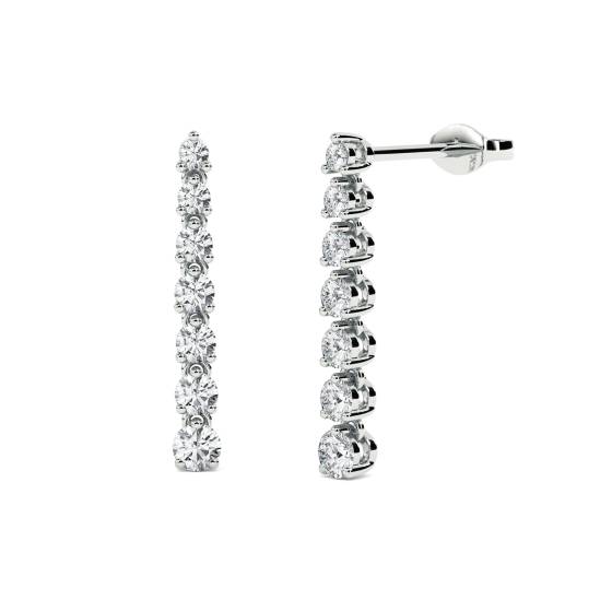 Modern Round Diamond Drop Earrings